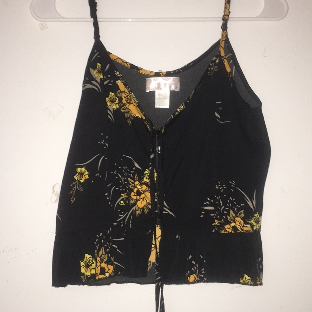 Flower Button up Tank top w/ tie